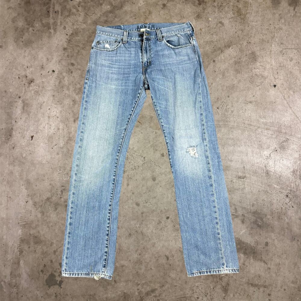 Levi's 511 Slim Skinny Leg Jeans Distressed Light Wash Denim Blue Men Size 34x32